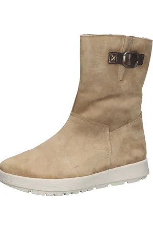 Think! Comoda Stiefel nachhaltige und wetterfeste Damen Stiefeletten aus Echtleder mit Reißverschluss 3-000418-4000 Beige