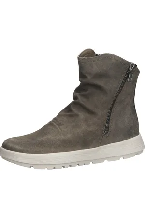 Think! Comoda Damen Stiefeletten modische Echtleder-Boots mit Reißverschluss 3-000459-2000 Braun/Grau