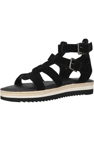 Sansibar Damen Sandalette Echtleder-Sandalen mit kleinem Plateau 1053461 Schwarz