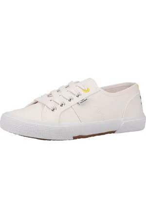 Sansibar Damen Sneaker stylische Low-Top Turnschuhe mit Schnürung 1073212 Weiß