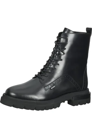 Steven New York Damen Echtleder-Stiefel Stiefelette Schnür-Schuhe SNY11000287-03001-017 Schwarz