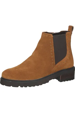 SPM Lano Damen Echtleder Stiefelette mit Nietenbesatz Chelsea Boots 11000017-03002-935 Braun