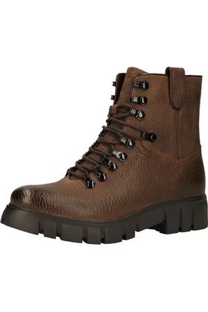 Steven New York Damen Echtleder Stiefelette Schnür-Schuhe SNY11000103-03003-983 Braun