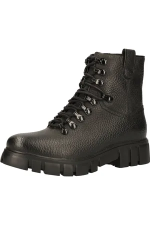 Steven New York Damen Echtleder Stiefelette Schnür-Schuhe SNY11000103-03003-014 Schwarz