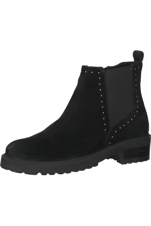 SPM Lano Damen Echtleder Stiefelette mit Nietenbesatz Chelsea Boots 11000017-03002-015 Schwarz
