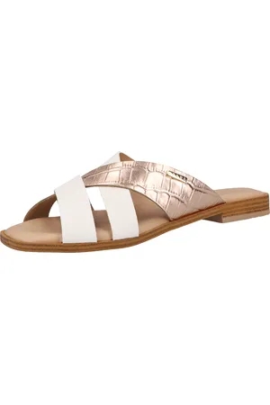Scapa Damen Echtleder-Slipper Pantolette Sommer-Schuhe Schlupf-Schuhe Made in Italy 1079754-12 Weiß/Rosa