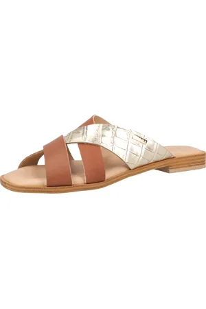 Scapa Damen Echtleder-Slipper Pantolette Sommer-Schuhe Schlupf-Schuhe Made in Italy 1079755-42 Braun