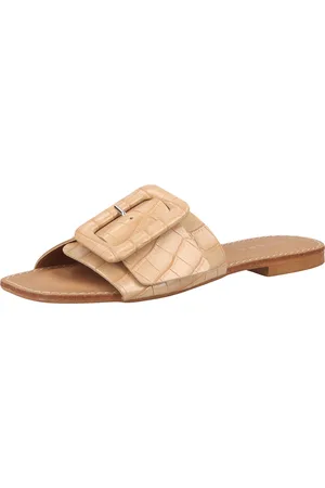 Scapa Damen Echtleder-Slipper Pantolette Sommer-Schuhe Schlupf-Schuhe Made in Italy 01-1079749 Beige
