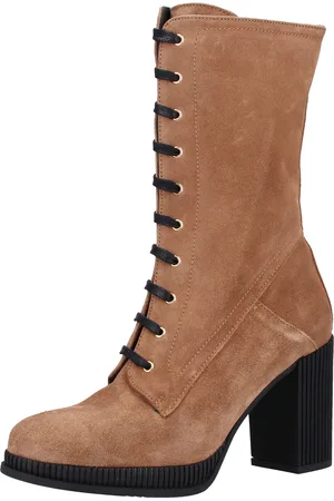 Gadea Damen Stiefelette Echtleder-Schuhe mit Plateau und Blockabsatz 41177 Braun