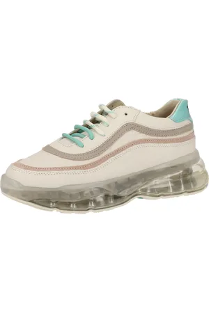 Bronx Bubbly Damen Echtleder-Sneaker mit Kroko-Muster Schnür-Schuhe aus Nappaleder 66332-AC Weiß