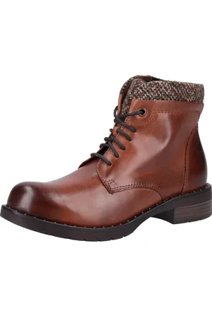 Venturini Damen Stiefelette gefütterte Echtleder-Boots mit Reißverschluss 86540 Braun