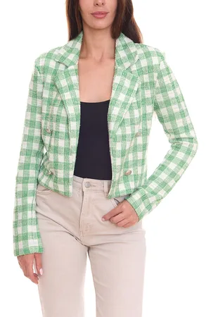 Aniston CASUALS Damen Blazer karierter Kurzblazer mit Zierknöpfen 98869141 Grün