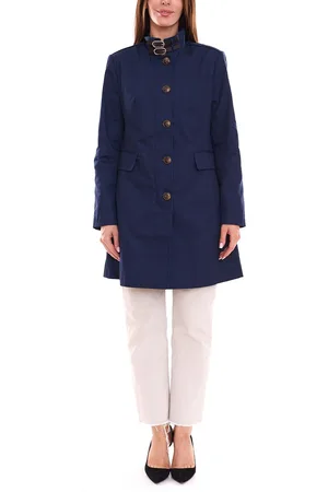 Aniston CASUAL Damen Kurzmantel modischer Herbst-Mantel Herbst-Jacke mit Stehkragen 63397152 Blau