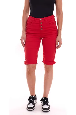 DELMAO Damen Sommer-Hose Jeans-Shorts Baumwoll-Hose 97270327 Rot