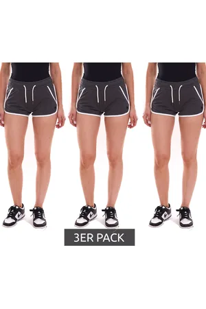 Ocean 3er Sparpack Damen Sweat-Shorts kurze Hose mit seitlichen Eingriffstaschen 99736902 Dunkelgrau