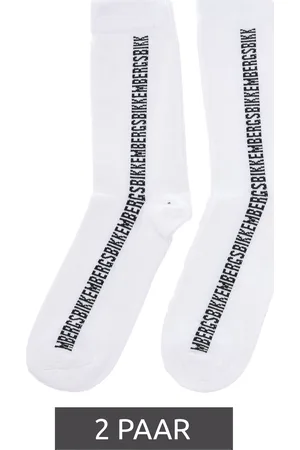Bikkembergs 2 Paar Herren lange Sport-Socken mit Markenschriftzug Baumwoll-Strümpfe BK016 Weiß/Schwarz
