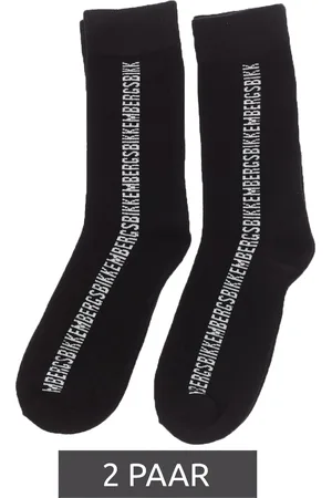 Bikkembergs 2 Paar Herren lange Sport-Socken mit Markenschriftzug Baumwoll-Strümpfe BK016 Schwarz