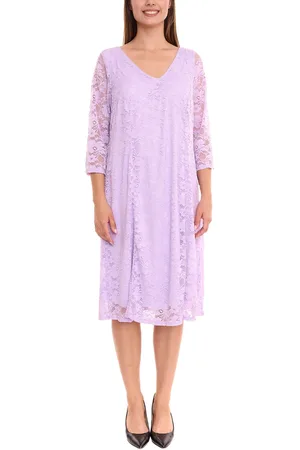 Zizzi Ebonnie Kleid Damen Mini-Kleid mit Spitzenbesatz Cocktail-Kleid 12081700 Lila
