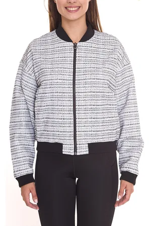 Tamaris Atlantis Damen Bomberjacke gemusterte Langarm-Jacke 61941649 Weiß/Schwarz