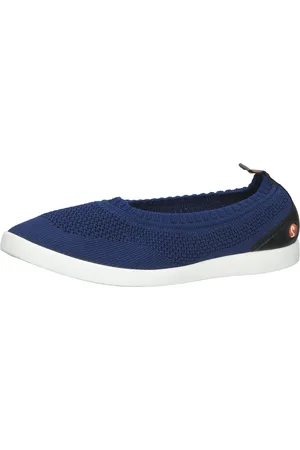 softinos Damen Freizeit-Ballerina schlichte Basic-Schuhe Schlupf-Schuhe LALI694SOF Blau/Schwarz