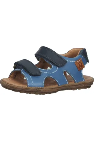Naturino Sky Kinder Echtleder-Sandalen für Jungen mit Klettverschluss Sommer-Schuhe 0010502430.81.1C74 Blau/Braun