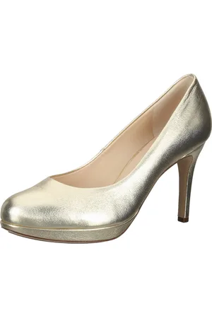 Högl Cosymetal Damen Echtleder-Pumps elegante Stilettos Abend-Schuhe 3-12 8001 7500 Platin/Gold