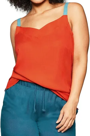 Sheego Damen Web-Top mit leichter A-Linie Freizeit-Shirt 56139326 Orange