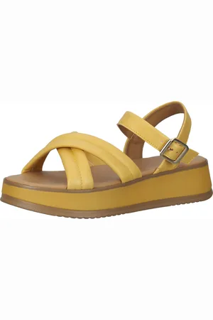 Sansibar Damen Sandalette Riemchen-Sandalen Echtleder-Schuhe 1096247 Gelb