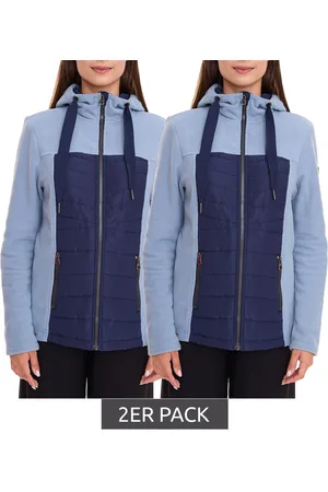 KangaROOS 2er Pack Damen Fleece-Jacke Steppjacke mit Kapuze im Sparpack Übergangs-Jacke 19061321 Blau
