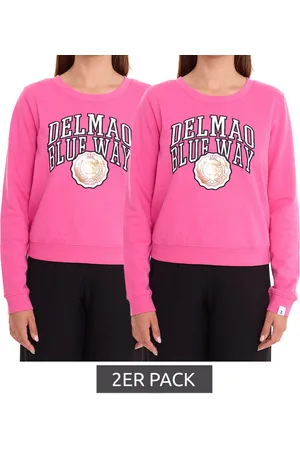 DELMAO 2er Sparpack Cropped Sweater verkürzt geschnittener Damen Baumwoll-Pullover 42556633 Pink
