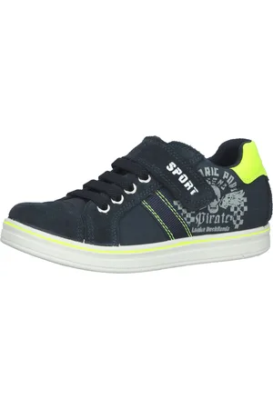 Bama Kinder Sneaker Echtleder-Schuhe mit Wechselfußbett 1095811 Blau/Gelb