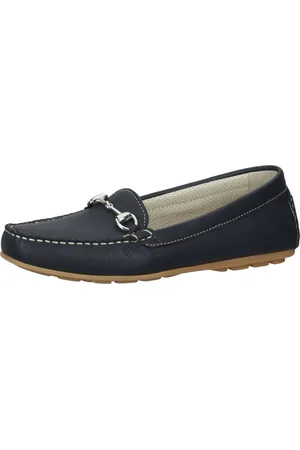 Bama Damen Mokassin Echtleder-Slipper mit Metall-Applikation Made in Portugal 1095317 Blau