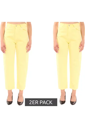 LTB 2er Pack Shena Damen Jeans modische 7/8-Hose im 5-Pocket-Style Loose-Fit 81562566 Gelb
