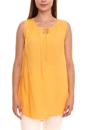 Sheego Damen Blusen-Top mit Bindeband Sommer-Shirt Große Größen 34143745 Aprikot