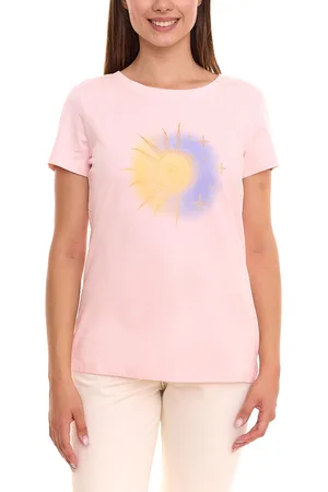 AJC Damen T-Shirt mit Tarot-Druck kurzärmliges Sommer-Shirt Baumwolle 44593933 Rosa