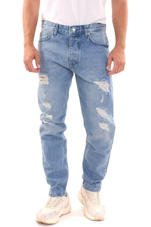 2Y Herren Jeans stylische Denim-Hose im Used-Look B6934BLU Blau