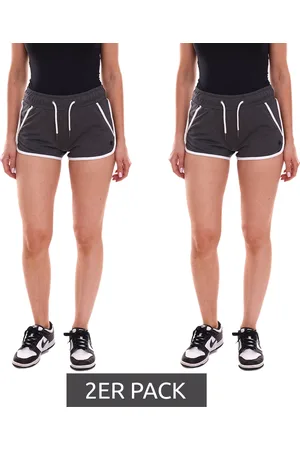 Ocean 2er Sparpack Damen Sweat-Shorts kurze Hose mit seitlichen Eingriffstaschen 99736902 Dunkelgrau