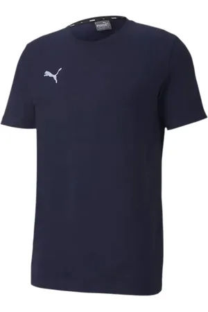 PUMA TeamGoal 23 Jungen & Mädchen Sport-Shirt Baumwoll-Shirt mit Logo-Patch T-Shirt 656709 06 Dunkelblau