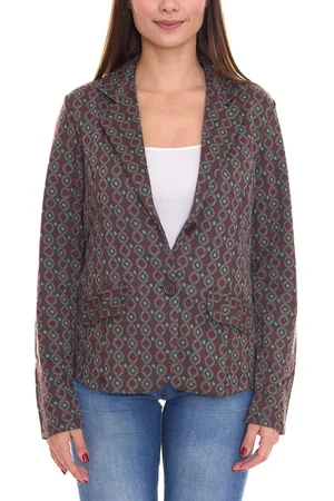 Aniston CASUALS Damen Blazer Kurz-Jacke mit Knöpfen 56919808 Grün/Braun