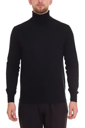 Zwillingsherz Herren 100% Kaschmir-Pullover Rollkragen-Pullover Langarm-Shirt 7079 Schwarz