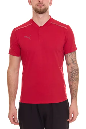 PUMA TeamCUP Casuals Herren Polo-Shirt mit kurzem Stehkragen Sport-Shirt 656742 01 Rot