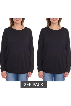 neun 9 monate 2er Pack Damen schlichtes Schwangerschafts-Shirt Umstands-Mode Sparpack 51076156 Schwarz