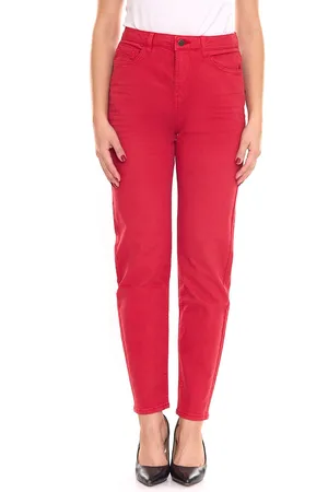 ESPRIT Damen Tapered-Jeans 5-Pocket Denim-Hose aus Bio-Baumwolle 010EE1B315 B02 610 Rot
