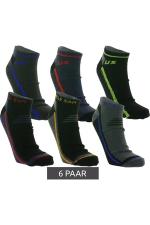 UNCLE SAM 6 Paar Herren Baumwoll-Socken Sport-Socken Sneaker-Socken Schwarz/Grau/Blau/Rot/Orange