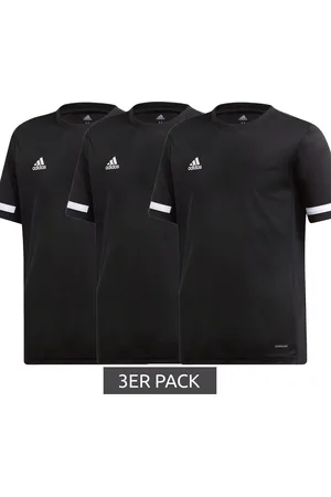 adidas 3er Sparpack T19 SS Kinder Sport-Trikot mit CLIMALITE-Technologie Trainings-Shirt Jungen & Mädchen DW6791 Schwarz