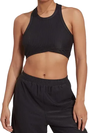 adidas Damen nachhaltiges Sport-Top geripptes Tank-Top Crop-Top Yoga-Shirt HP1965 Schwarz
