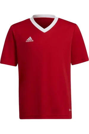 adidas Entrada 22 Sport-Shirt für Jungen und Mädchen nachhaltiges Trainings-Shirt mit AEROREADY-Technologie Fitness-Oberteil H57496 Rot/Weiß