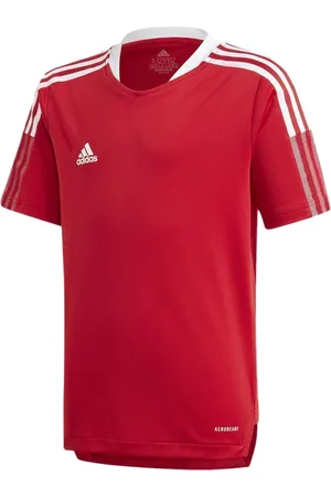 adidas Tiro 21 Sport-Shirt für Jungen und Mädchen mit AEROREADY-Technologie Fitness-Shirt Trainings-Oberteil GM7576 Rot/Weiß