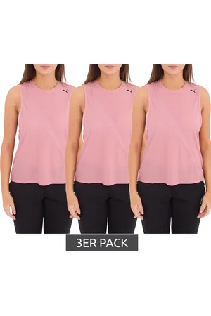PUMA 3er Sparpack Train Pearl Mesh Tank Damen Tank-Top Sport-Top mit dryCELL 519558 04 Rosa