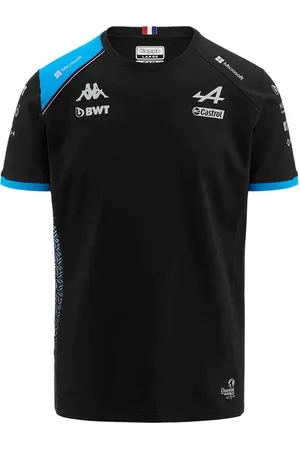 Kappa X ALPINE Formel 1 F1 Kinder T-Shirt mit HYDRO WAY PROTECTION-Technologie Kurzarm-Shirt 321F34W AF1 A12_K Schwarz